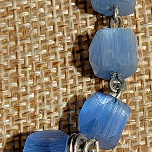 Vintage Vogue Czech Blue Atlas Glass 2 Strand Necklace Earring Set 1930s Rare - Picture 8 of 9